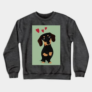 Cute Cartoon Dachshund with Three Red Hearts Crewneck Sweatshirt